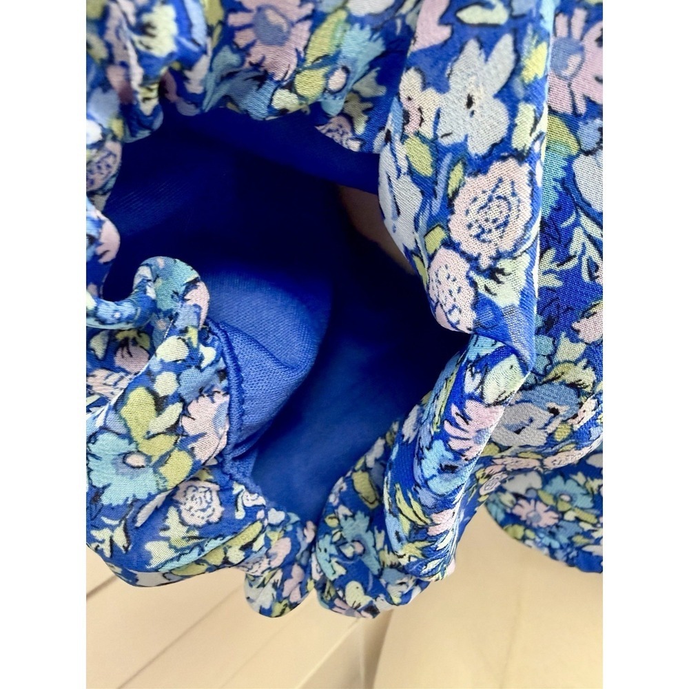 Wild Fable Floral Puff Sleeve Tie Back Crop Top Cottagecore Women's Size Medium - Picture 5 of 10